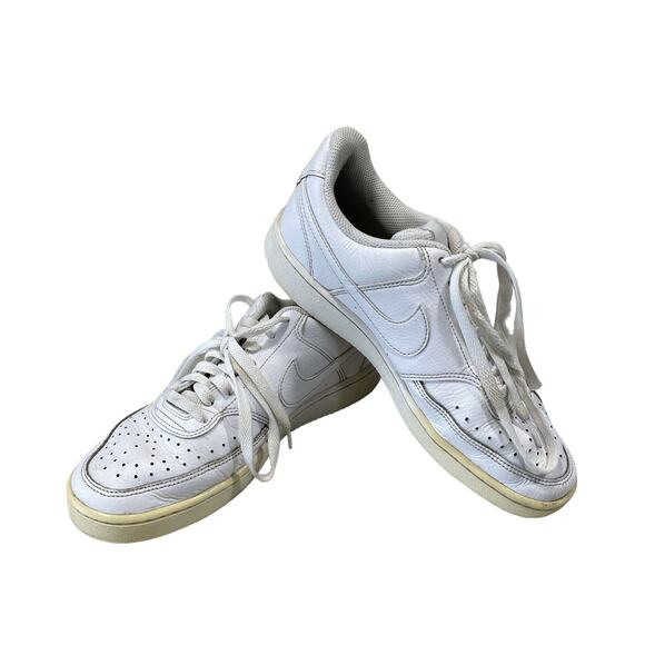 Nike Court Vision Low Top Sneakers Triple White Women’s Size 9 Sporty Gym Shoes - Picture 1 of 13